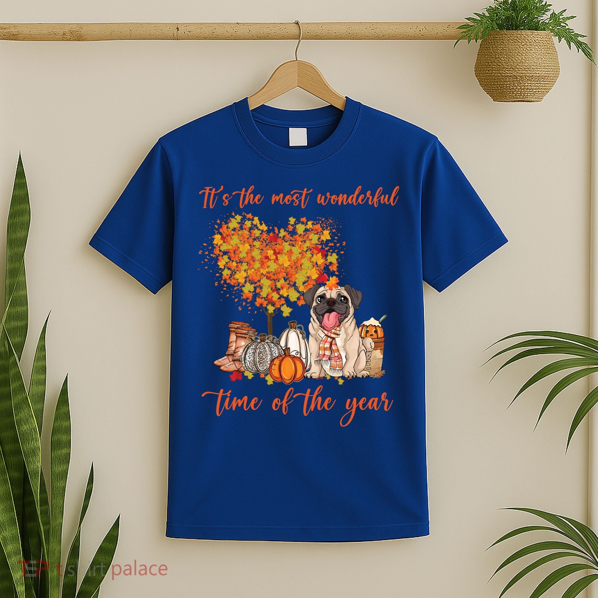 Pug Dog Fall Thanksgiving Most Wonderful Time Of The Year Gift T-Shirt