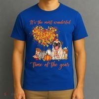 Pug Dog Fall Thanksgiving Most Wonderful Time Of The Year Gift T-Shirt thumb 3