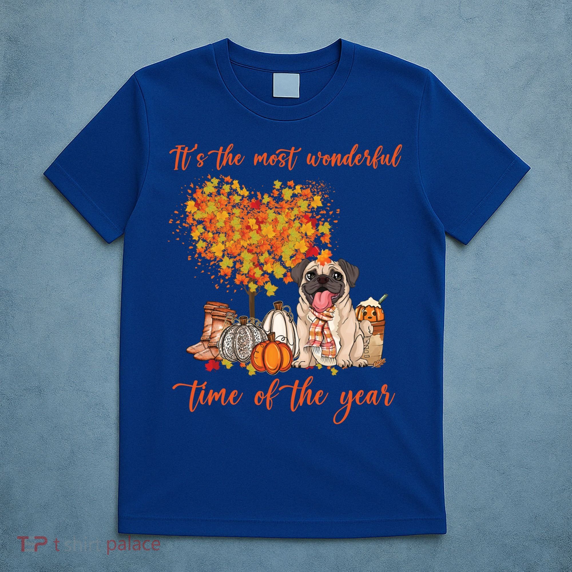 Pug Dog Fall Thanksgiving Most Wonderful Time Of The Year Gift T-Shirt