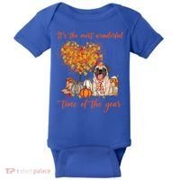 Pug Dog Fall Thanksgiving Most Wonderful Time Of The Year Gift Baby Bodysuit thumb 0