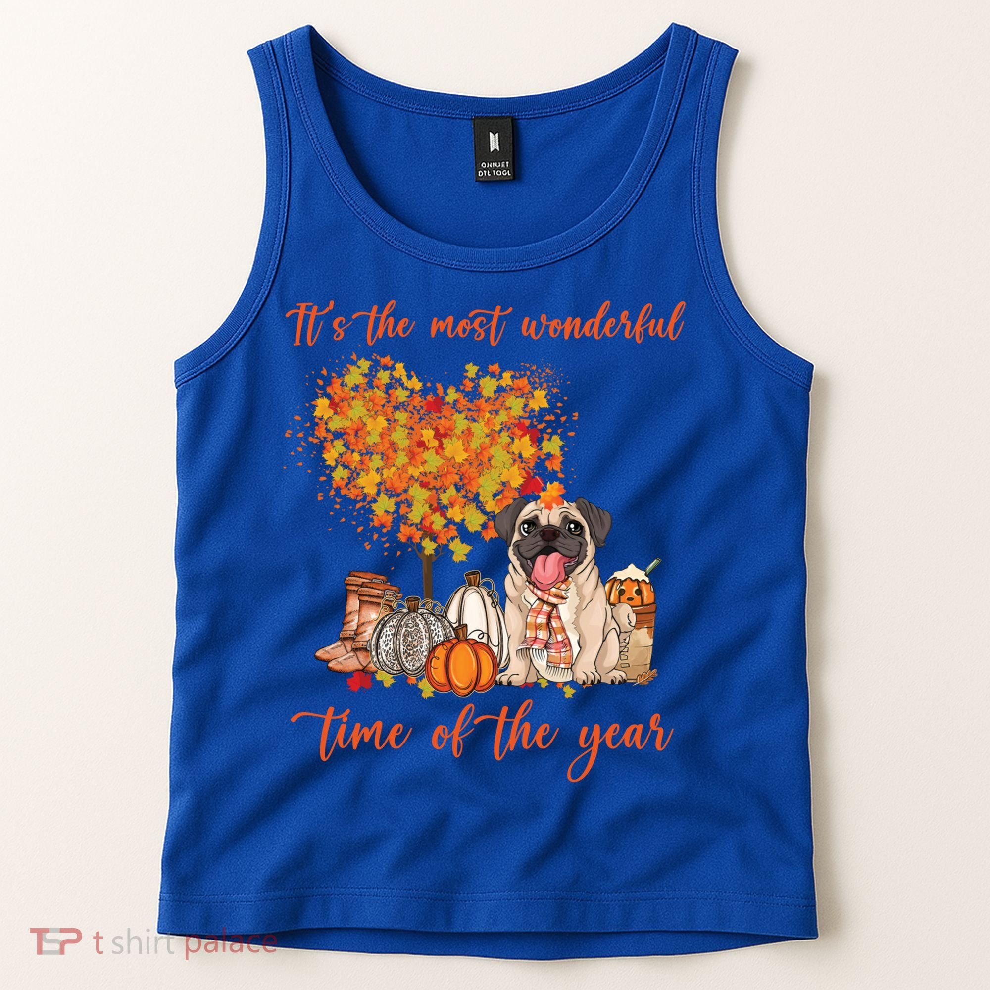Pug Dog Fall Thanksgiving Most Wonderful Time Of The Year Gift Tank Top