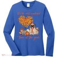 Pug Dog Fall Thanksgiving Most Wonderful Time Of The Year Gift Women's Long Sleeve Shirt thumb 0