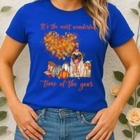 Pug Dog Fall Thanksgiving Most Wonderful Time Of The Year Gift Women's T-Shirt thumb 2