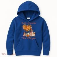 Pug Dog Fall Thanksgiving Most Wonderful Time Of The Year Gift Kids Hoodie thumb 0