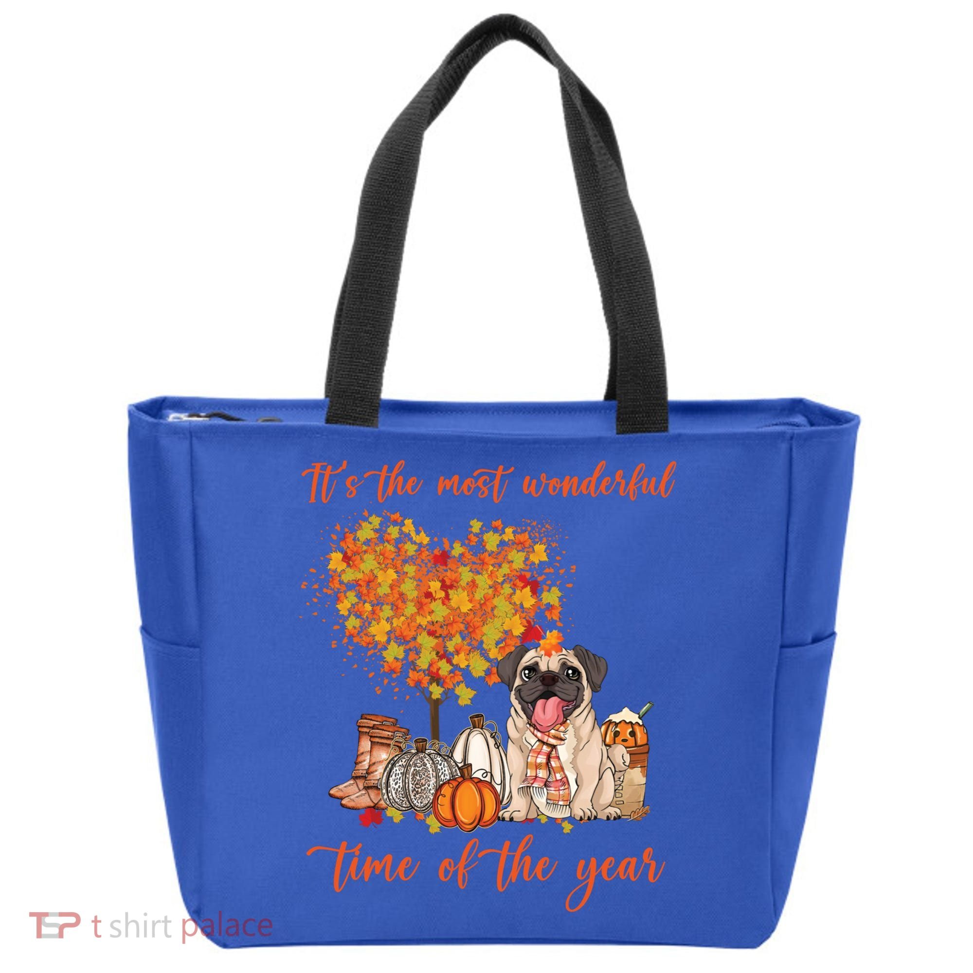 Pug Dog Fall Thanksgiving Most Wonderful Time Of The Year Gift Tote Bag