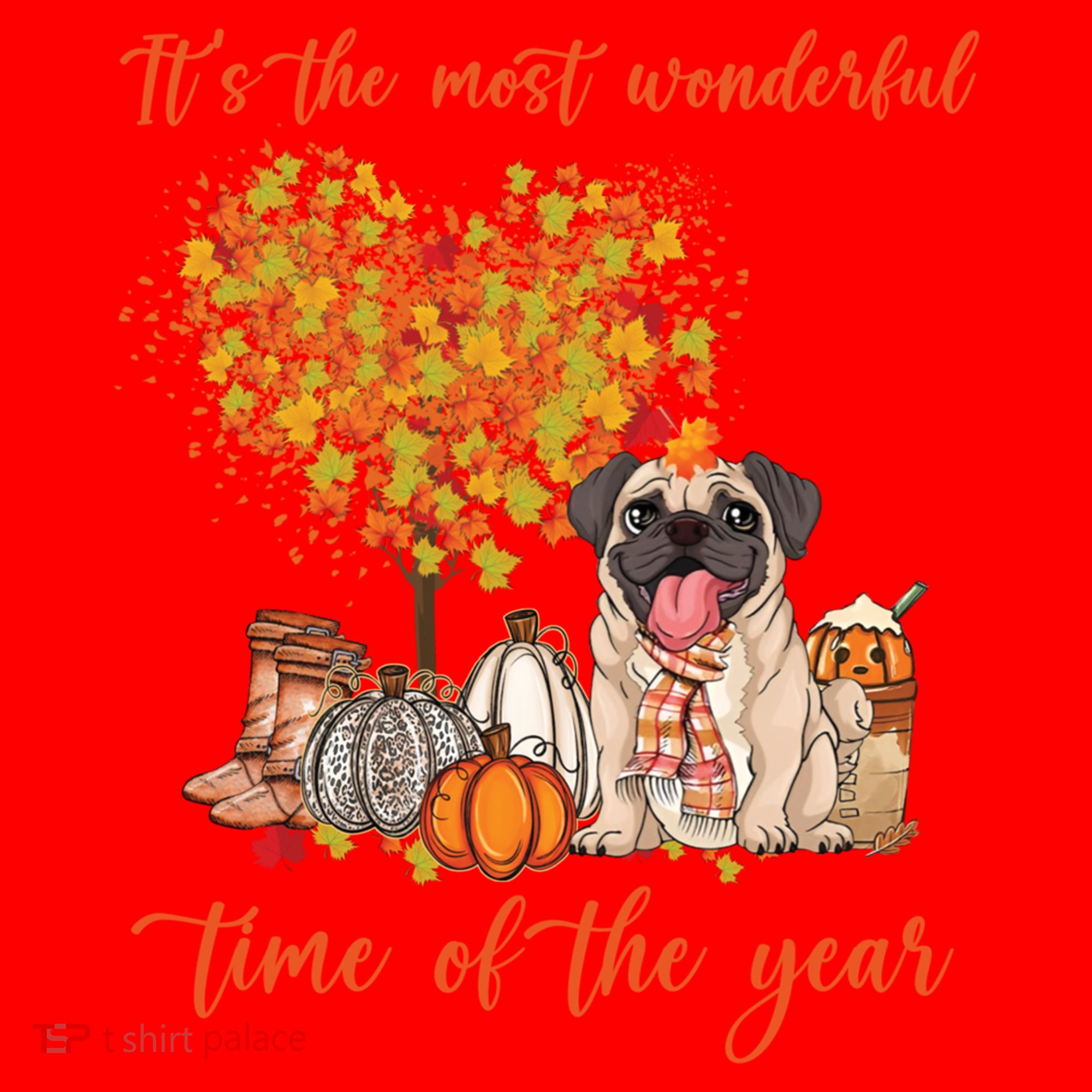 Pug Dog Fall Thanksgiving Most Wonderful Time Of The Year Gift Santa Hat