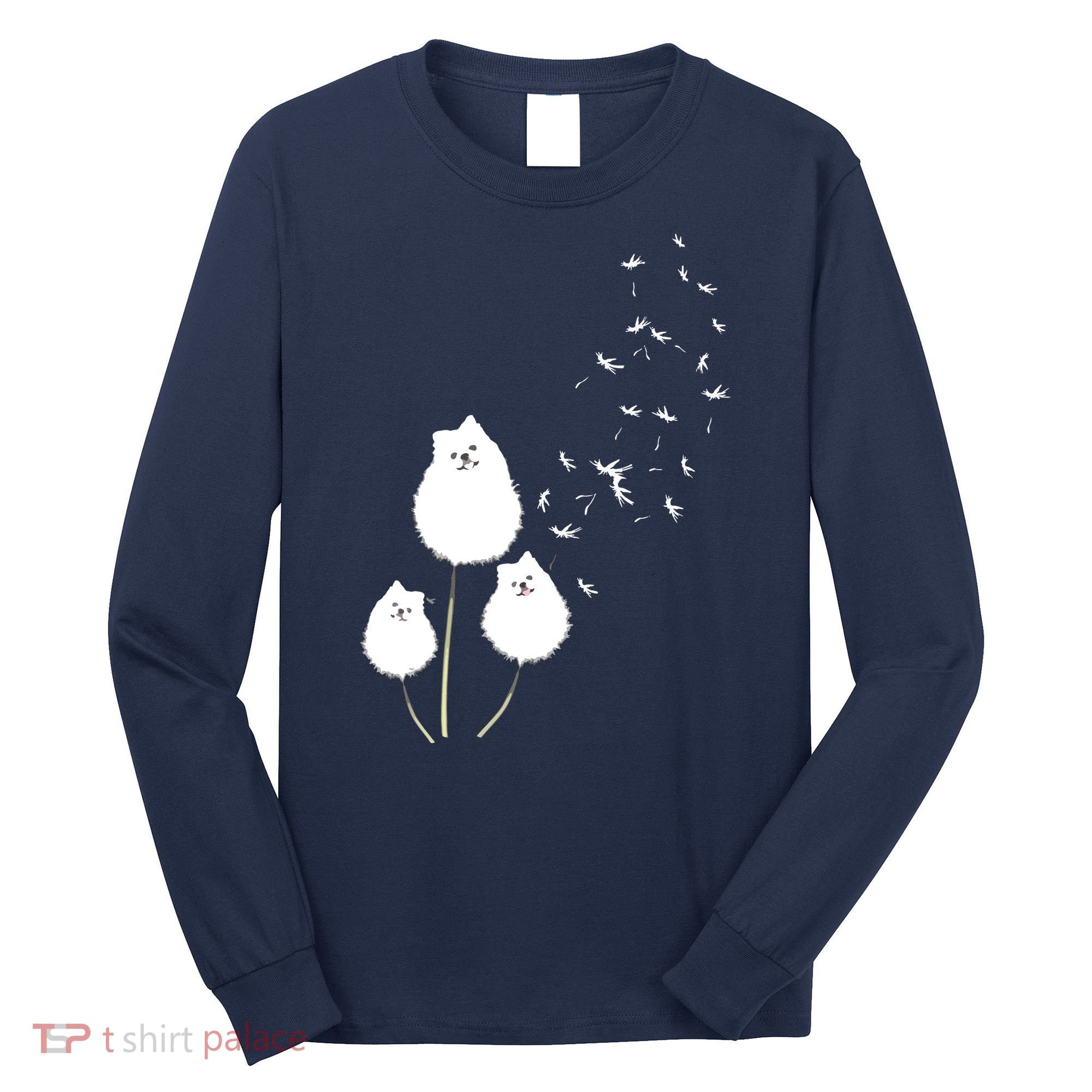 Pomeranian Dandelion Flower Tee Pomeranian Costume Gifts Long Sleeve Shirt