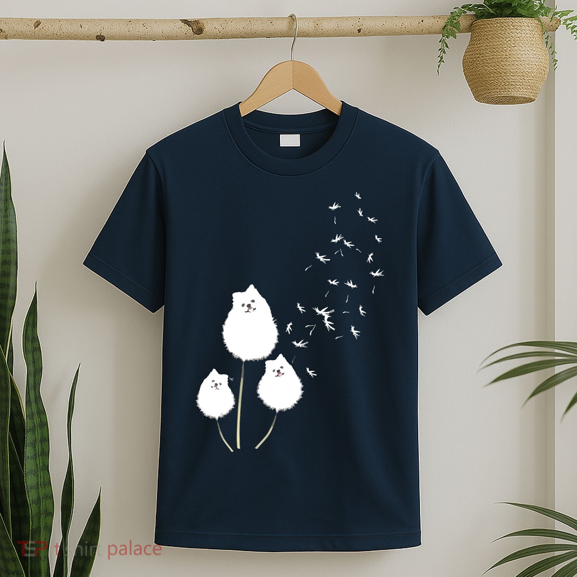 Pomeranian Dandelion Flower Tee Pomeranian Costume Gifts T-Shirt