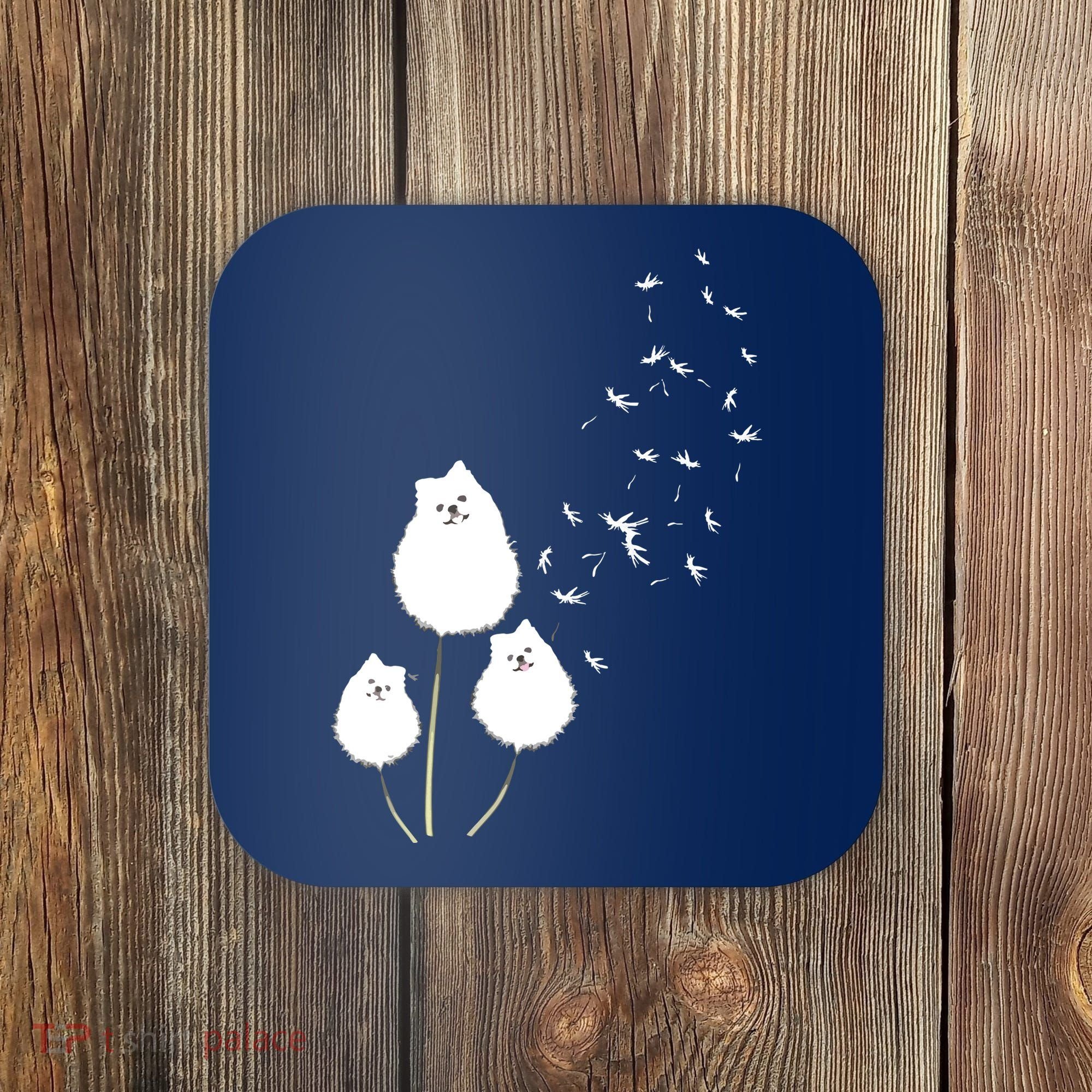 Pomeranian Dandelion Flower Tee Pomeranian Costume Gifts Coaster