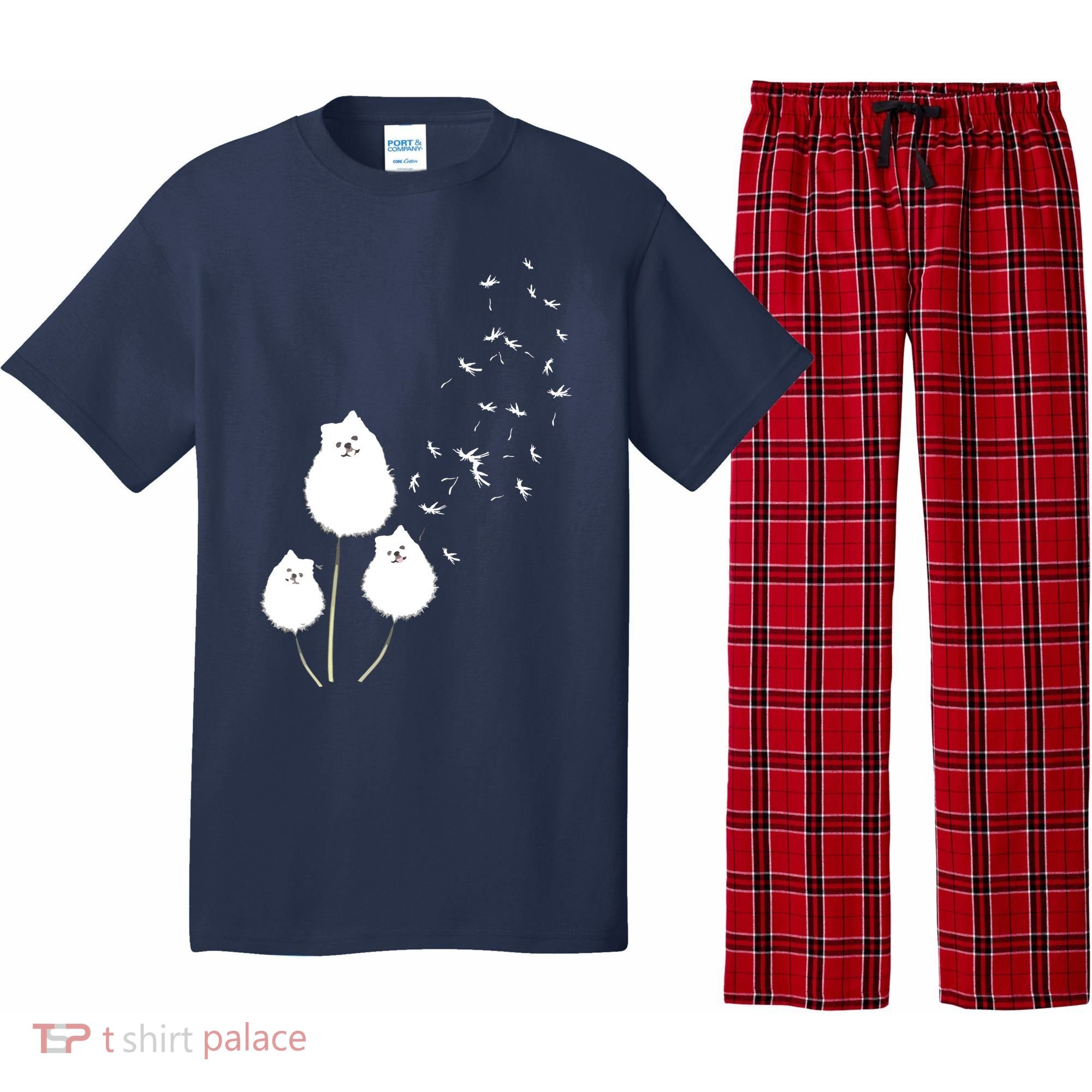 Pomeranian Dandelion Flower Tee Pomeranian Costume Gifts Pajama Set