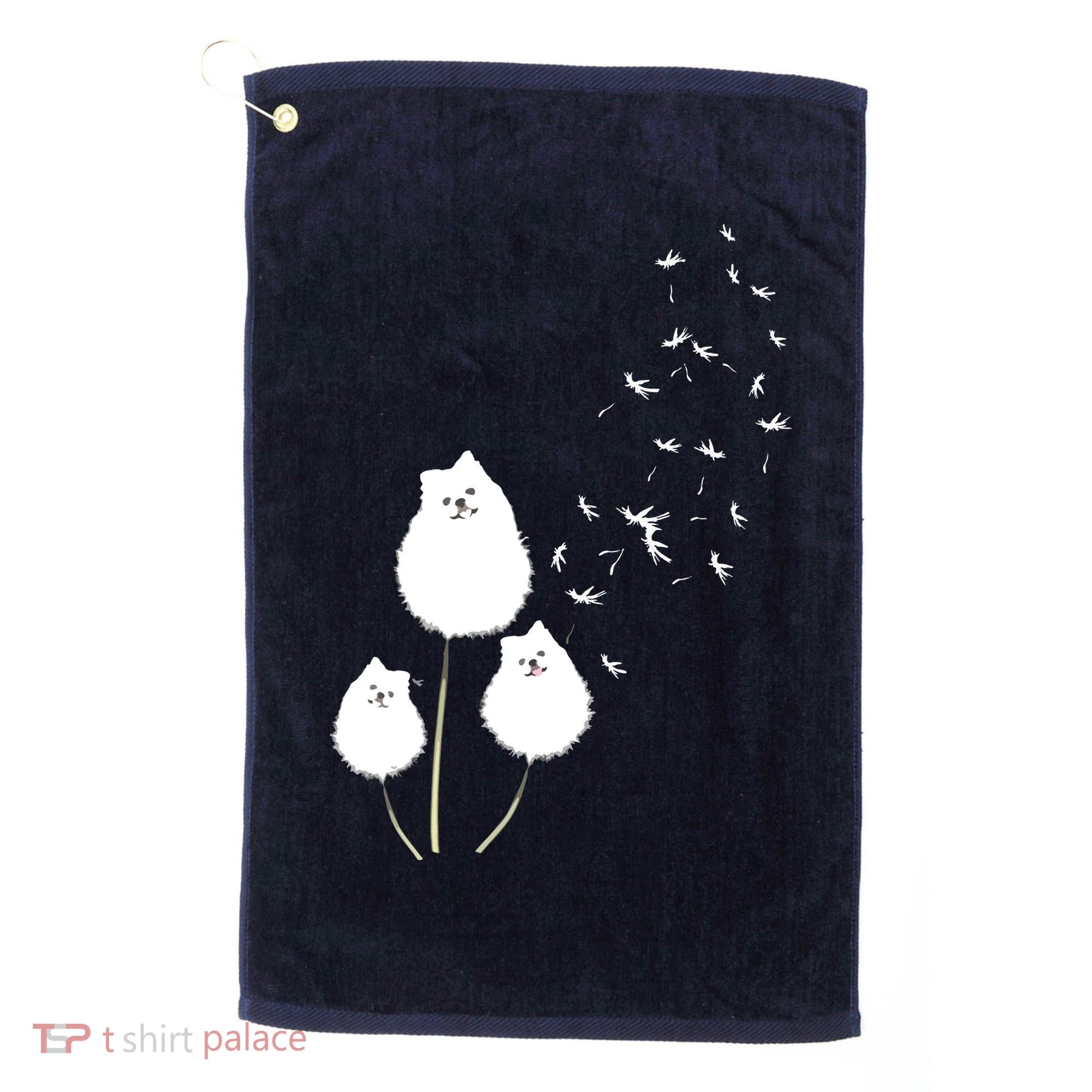 Pomeranian Dandelion Flower Tee Pomeranian Costume Gifts Golf Towel