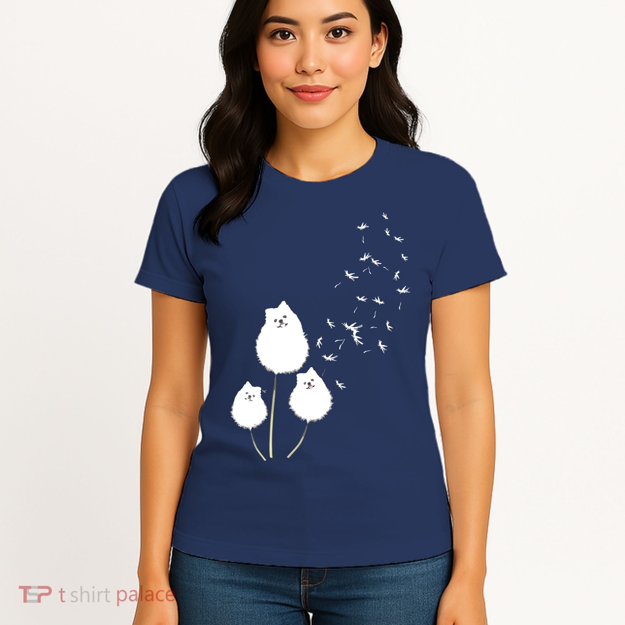 Pomeranian Dandelion Flower Tee Pomeranian Costume Gifts Women's T-Shirt