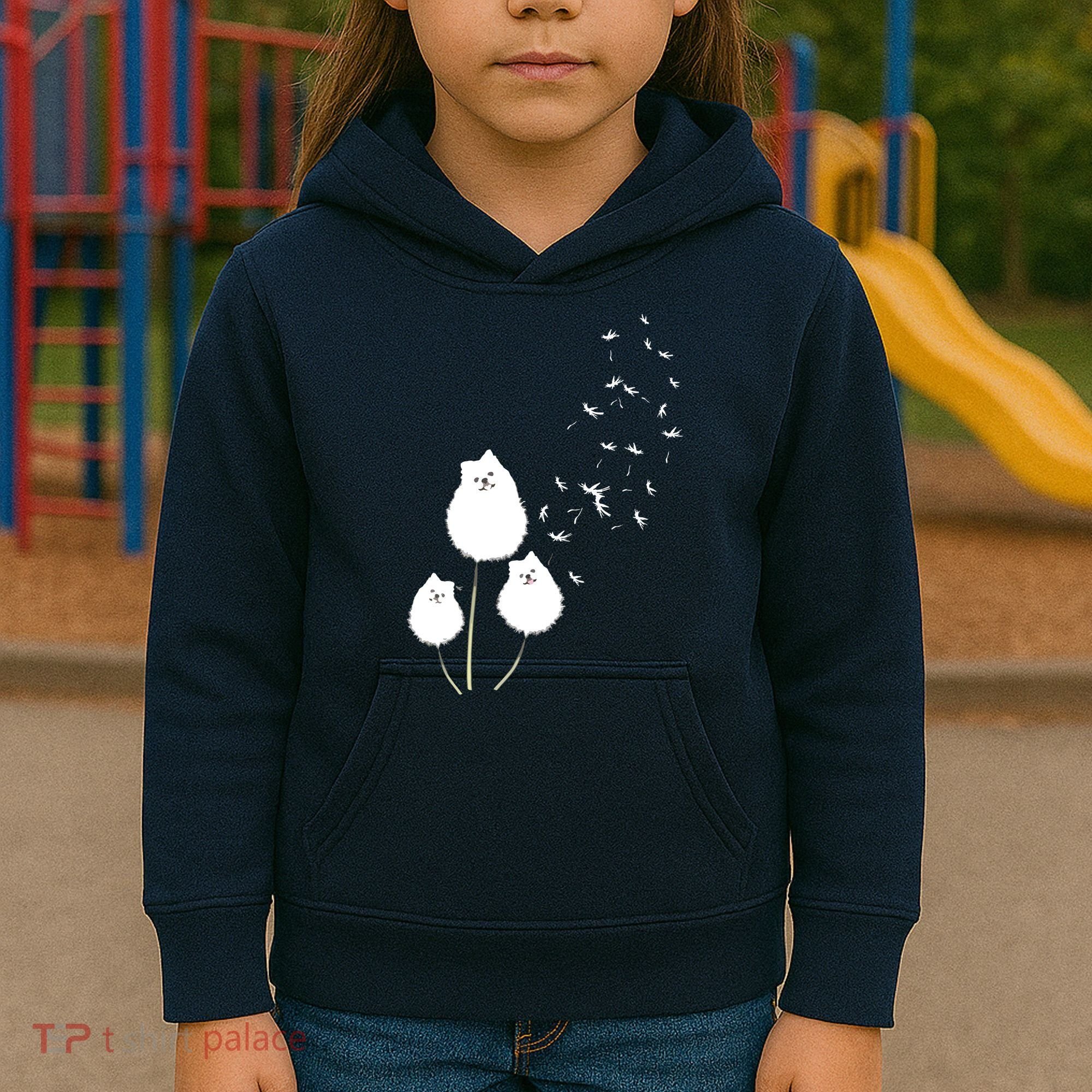 Pomeranian Dandelion Flower Tee Pomeranian Costume Gifts Kids Hoodie