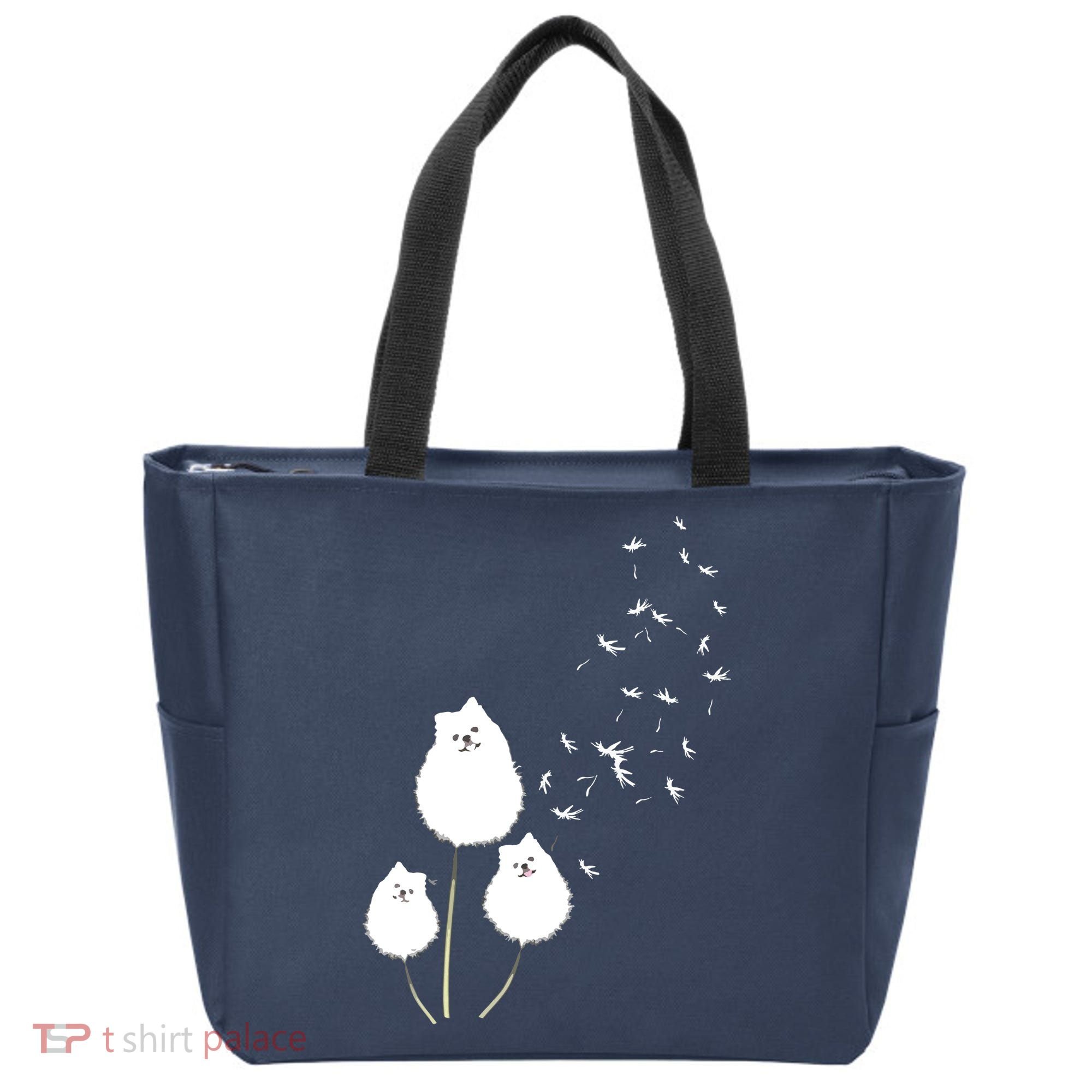 Pomeranian Dandelion Flower Tee Pomeranian Costume Gifts Tote Bag