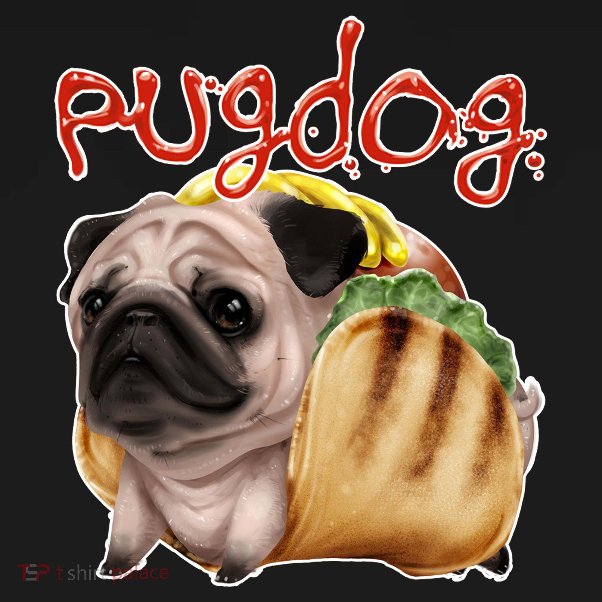 Pug Dog Funny Food Bucket Hat