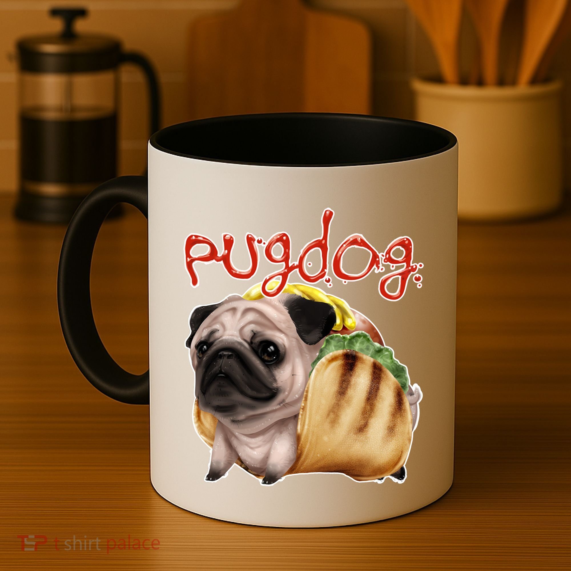 Pug Dog Funny Food Coffee Mug