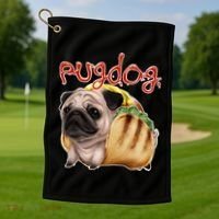 Pug Dog Funny Food Golf Towel thumb 1