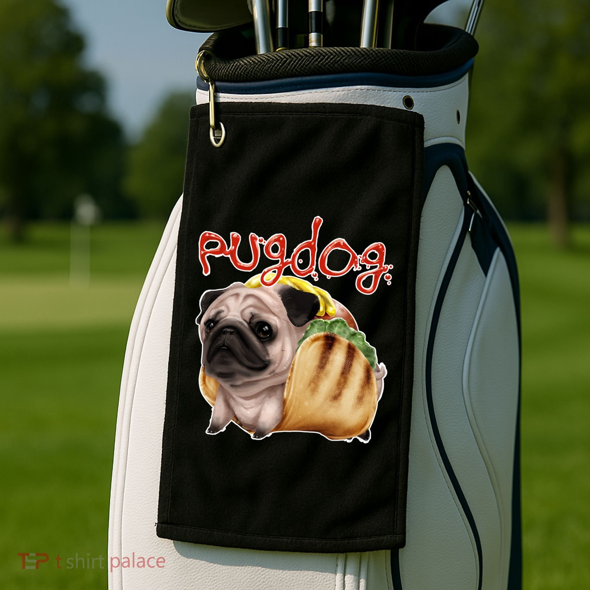 Pug Dog Funny Food Golf Towel