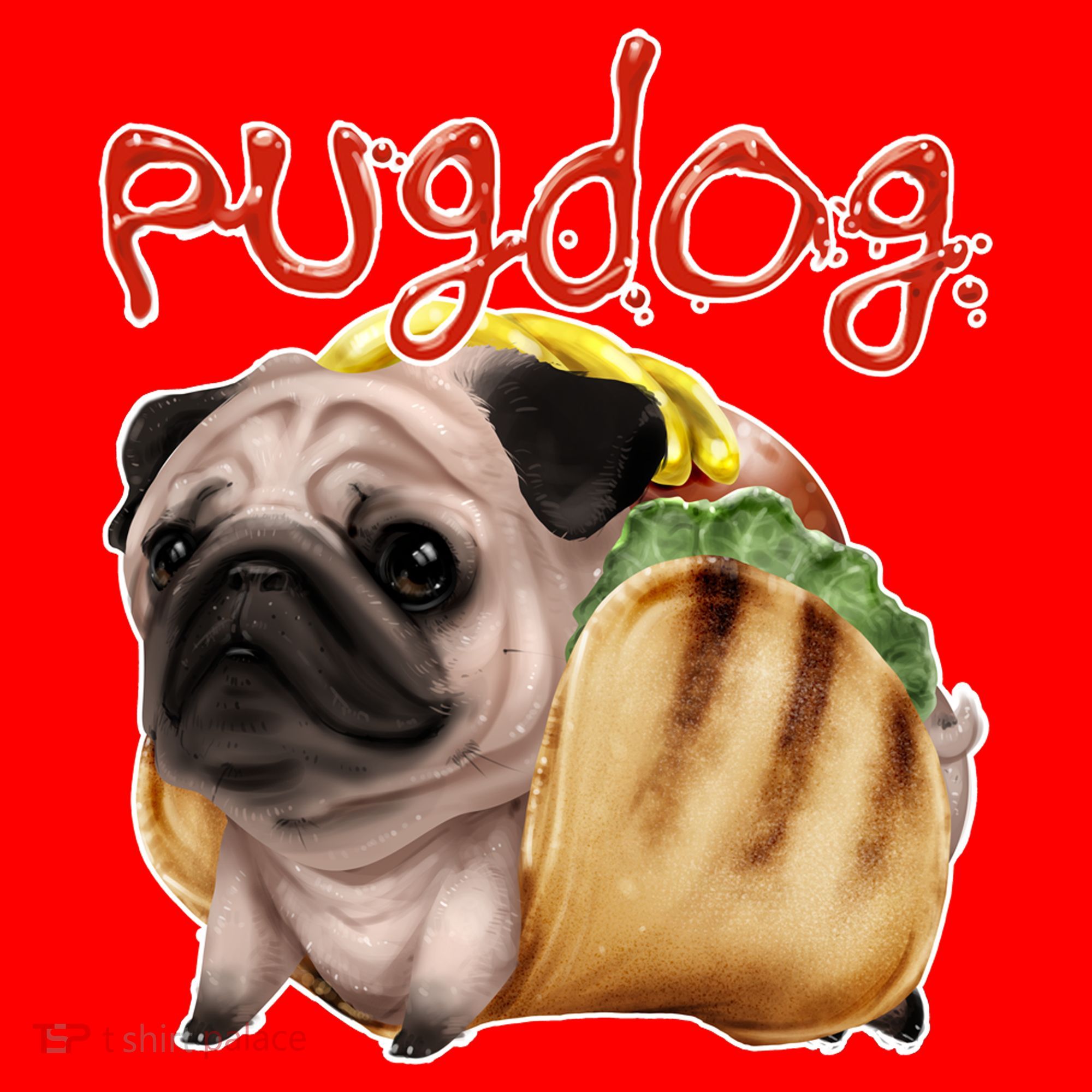 Pug Dog Funny Food Santa Hat
