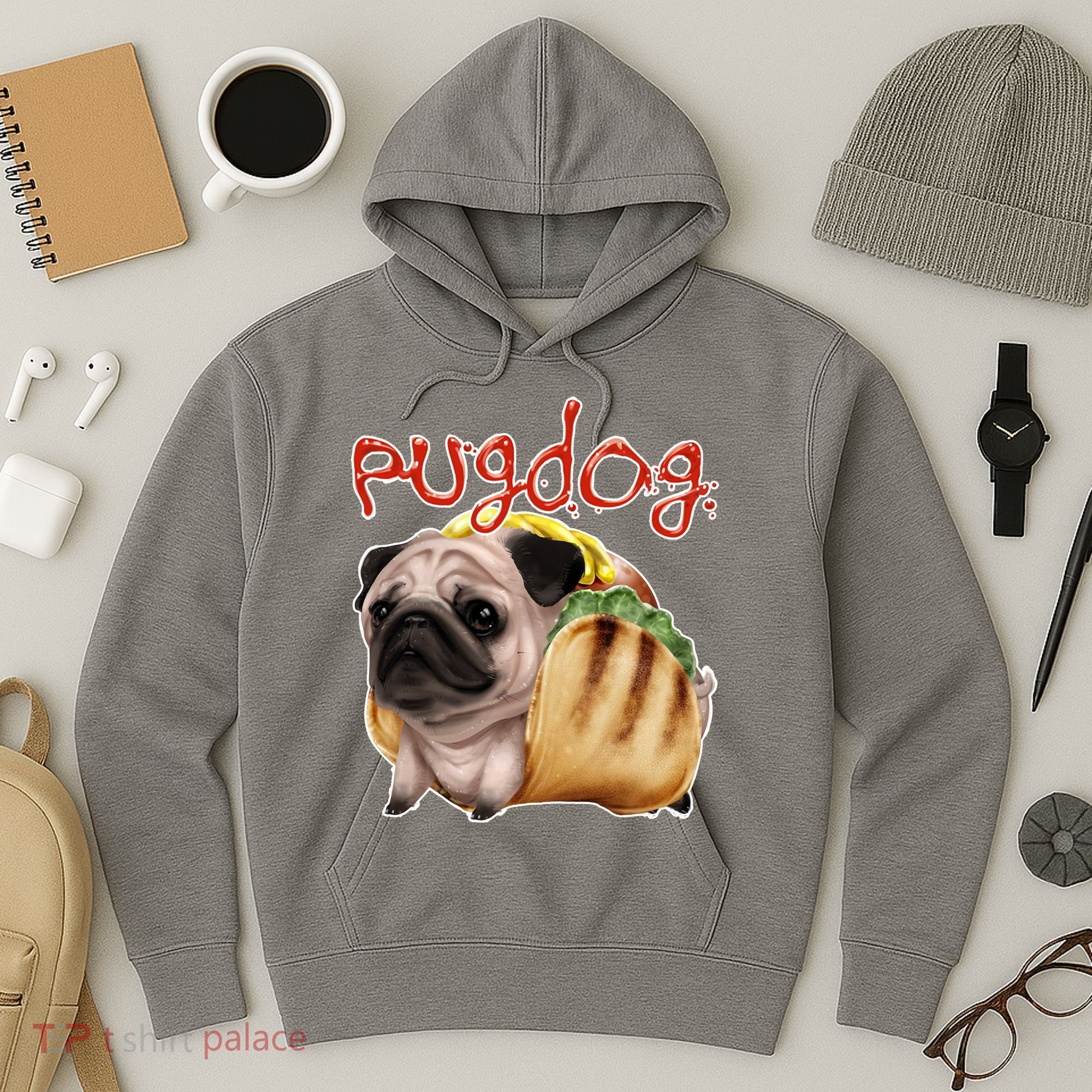 Pug Dog Funny Food Hoodie