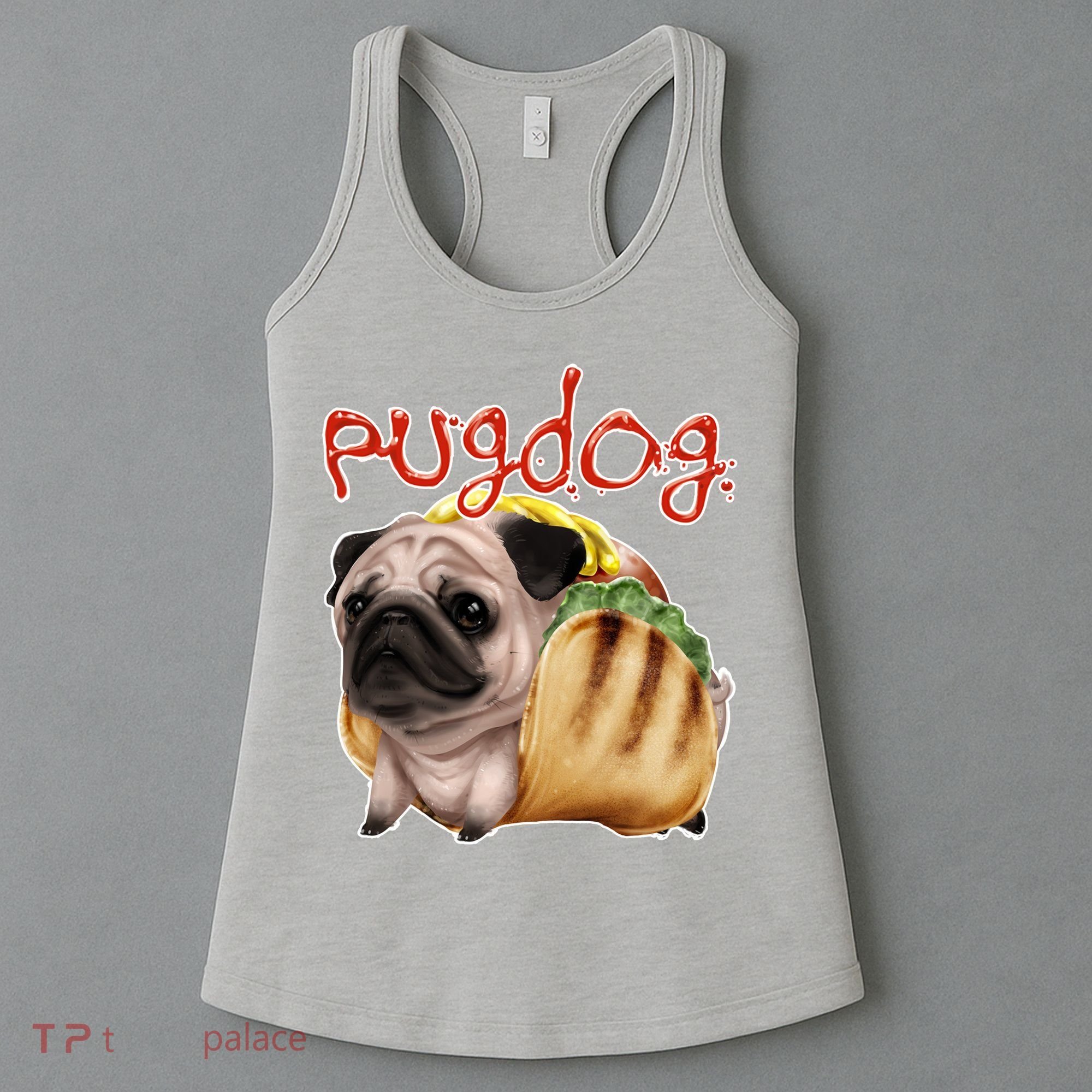 Pug Dog Funny Food Women's Tank Top