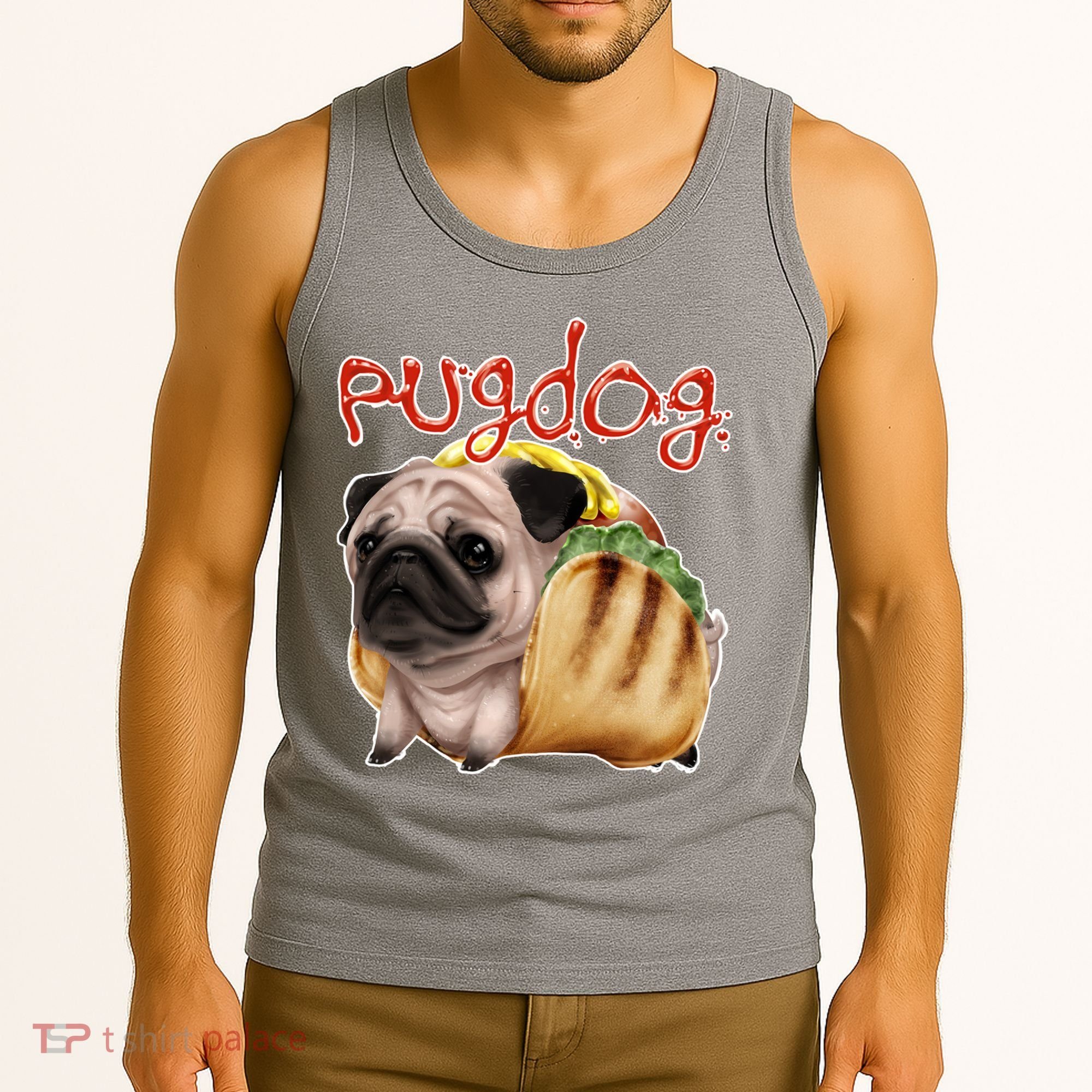 Pug Dog Funny Food Tank Top