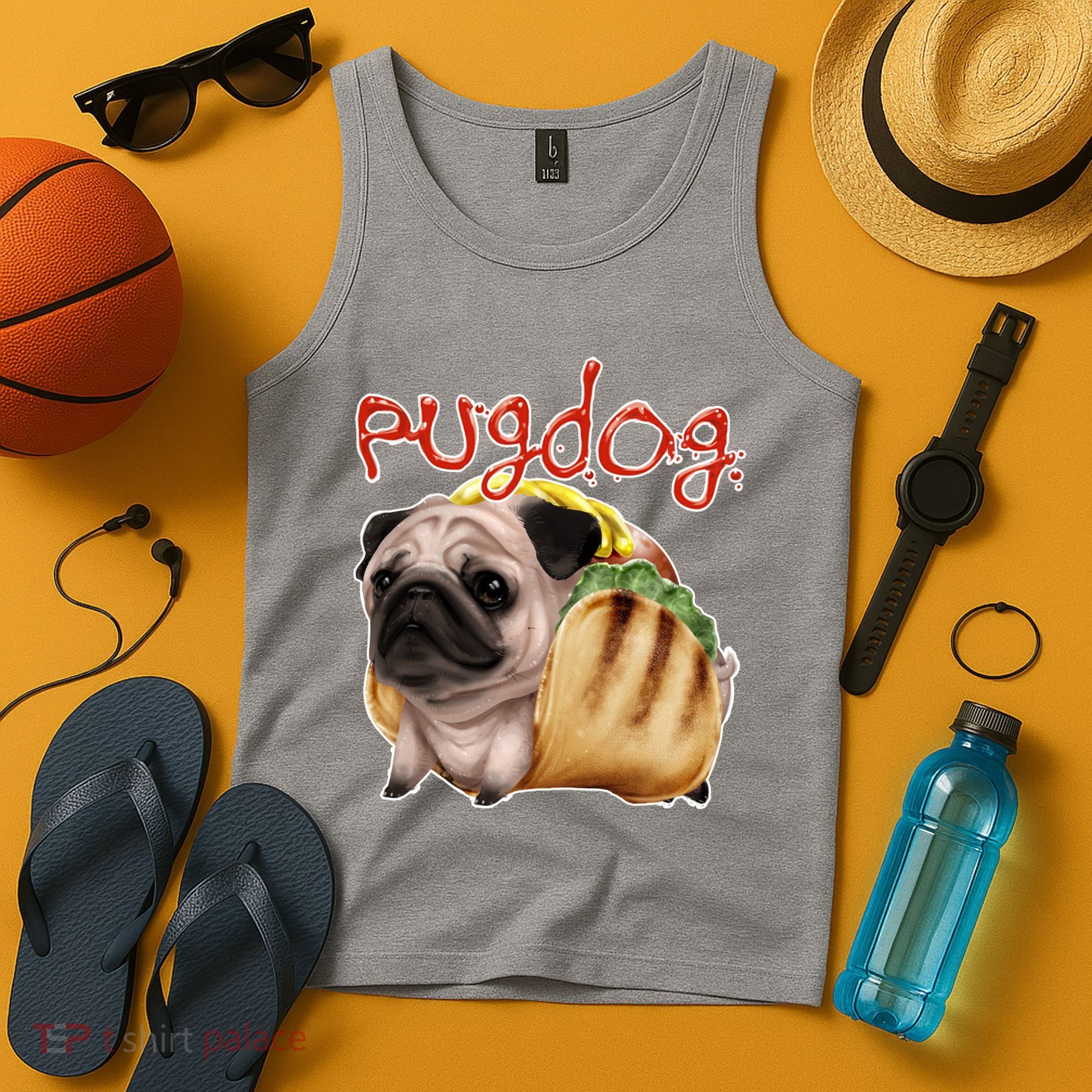 Pug Dog Funny Food Tank Top