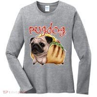 Pug Dog Funny Food Women's Long Sleeve Shirt thumb 0
