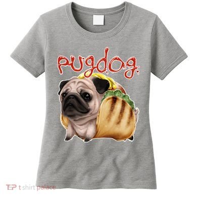 Pug Dog Funny Food Women's T-Shirt