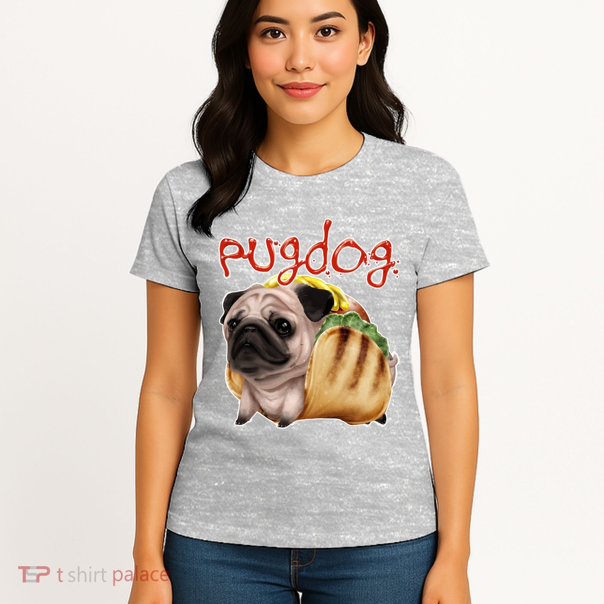 Pug Dog Funny Food Women's T-Shirt