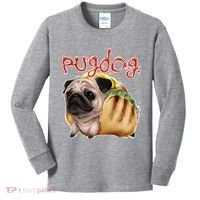 Pug Dog Funny Food Kids Long Sleeve Shirt thumb 0