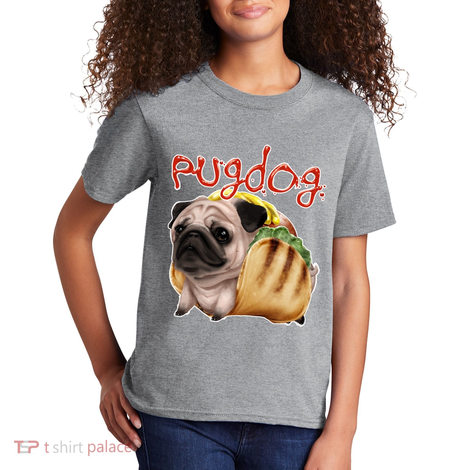 Pug Dog Funny Food Kids T-Shirt