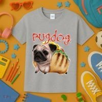 Pug Dog Funny Food Kids T-Shirt thumb 3