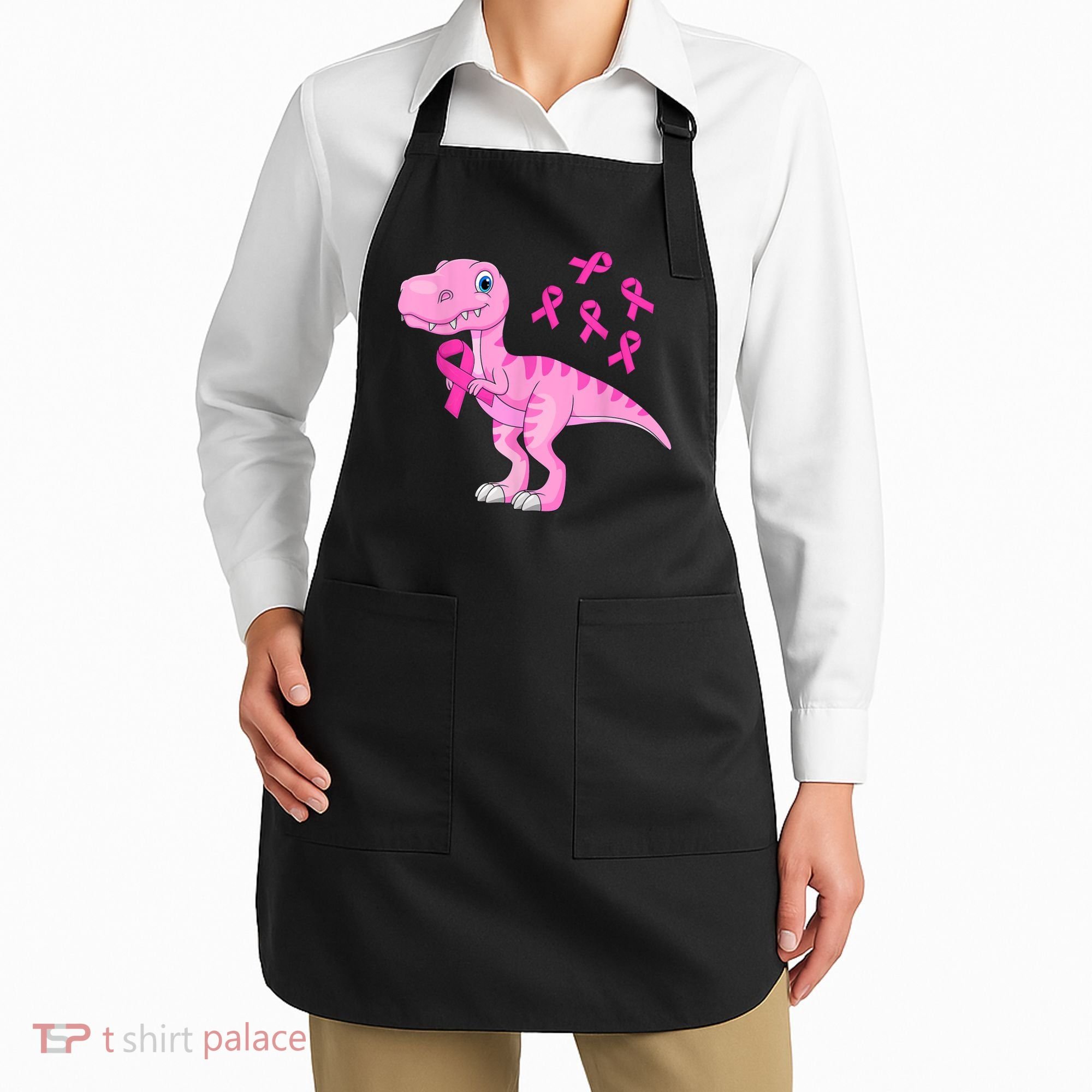 Pink Dinosaur Girls Pink Out Breast Cancer Gift Apron