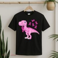 Pink Dinosaur Girls Pink Out Breast Cancer Gift T-Shirt thumb 2