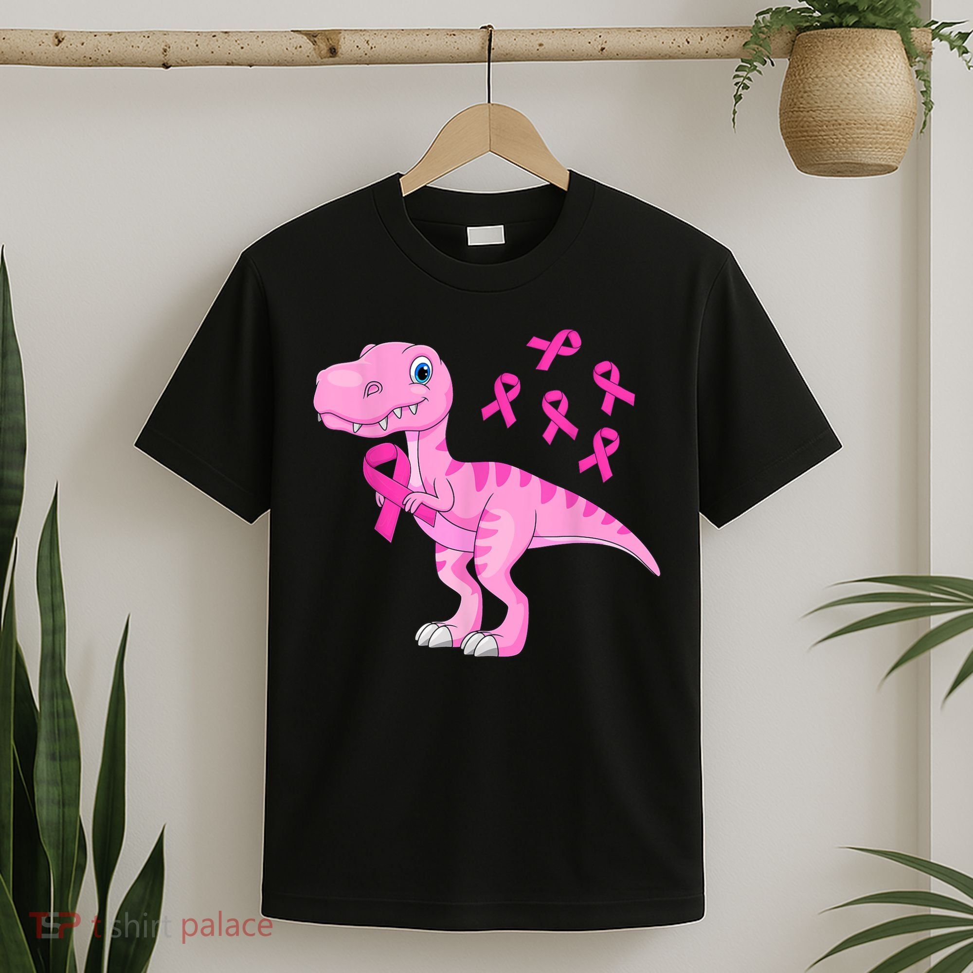 Pink Dinosaur Girls Pink Out Breast Cancer Gift T-Shirt