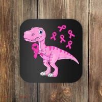 Pink Dinosaur Girls Pink Out Breast Cancer Gift Coaster thumb 0