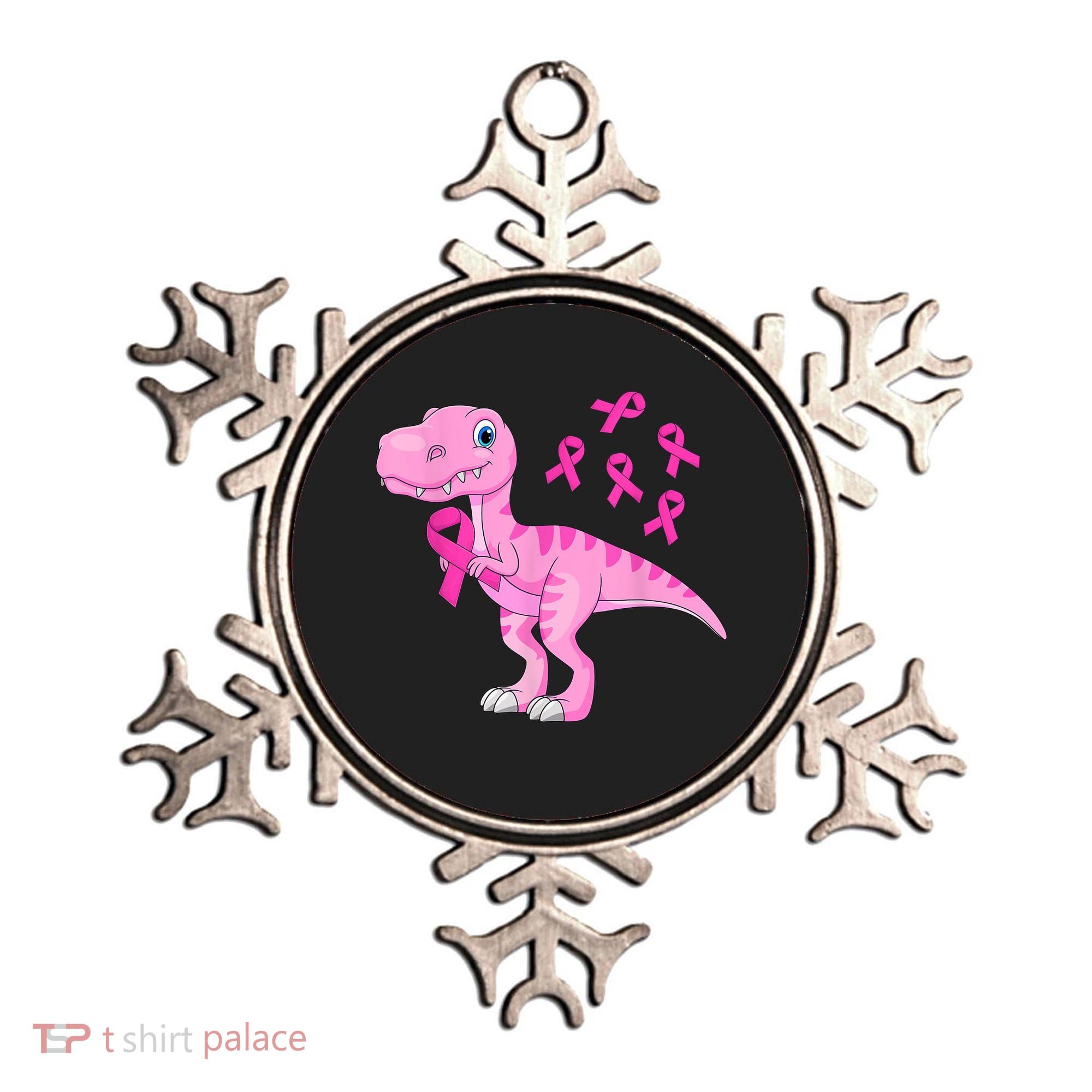 Pink Dinosaur Girls Pink Out Breast Cancer Gift Ornament
