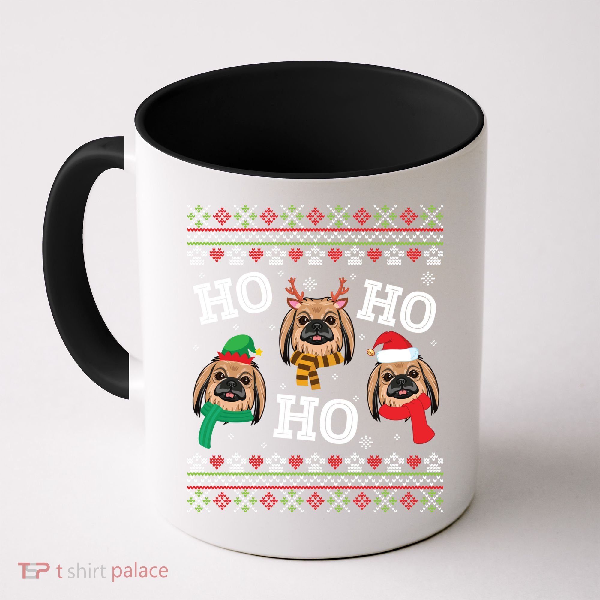 Pekingese Dog Ho Ho Ho Merry Christmas Dad Mom Ugly Sweater Gift Coffee Mug