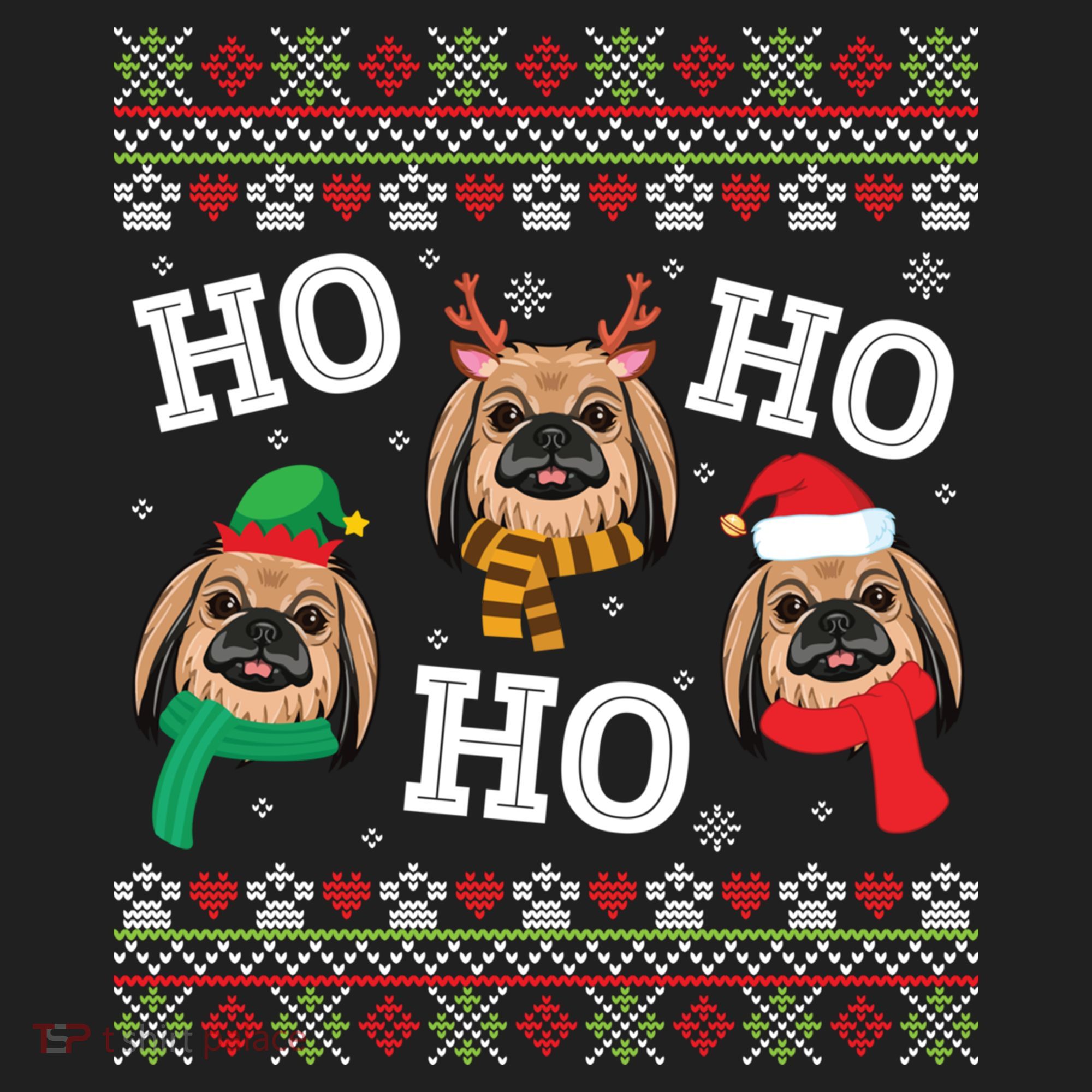 Pekingese Dog Ho Ho Ho Merry Christmas Dad Mom Ugly Sweater Gift Beanie