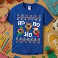 Pekingese Dog Ho Ho Ho Merry Christmas Dad Mom Ugly Sweater Gift Kids T-Shirt thumb 3
