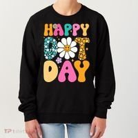 Polka Dot Hippie Flowers Smile Face Groovy Teacher Happy Dot Day Gift Women's Sweatshirt thumb 0