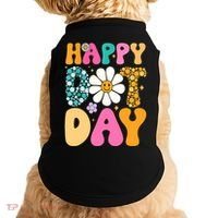 Polka Dot Hippie Flowers Smile Face Groovy Teacher Happy Dot Day Gift Doggie Tank thumb 0