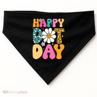 Polka Dot Hippie Flowers Smile Face Groovy Teacher Happy Dot Day Gift USA-Made Doggie Bandana thumb 0