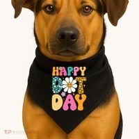Polka Dot Hippie Flowers Smile Face Groovy Teacher Happy Dot Day Gift USA-Made Doggie Bandana thumb 1