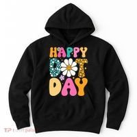 Polka Dot Hippie Flowers Smile Face Groovy Teacher Happy Dot Day Gift Hoodie thumb 0