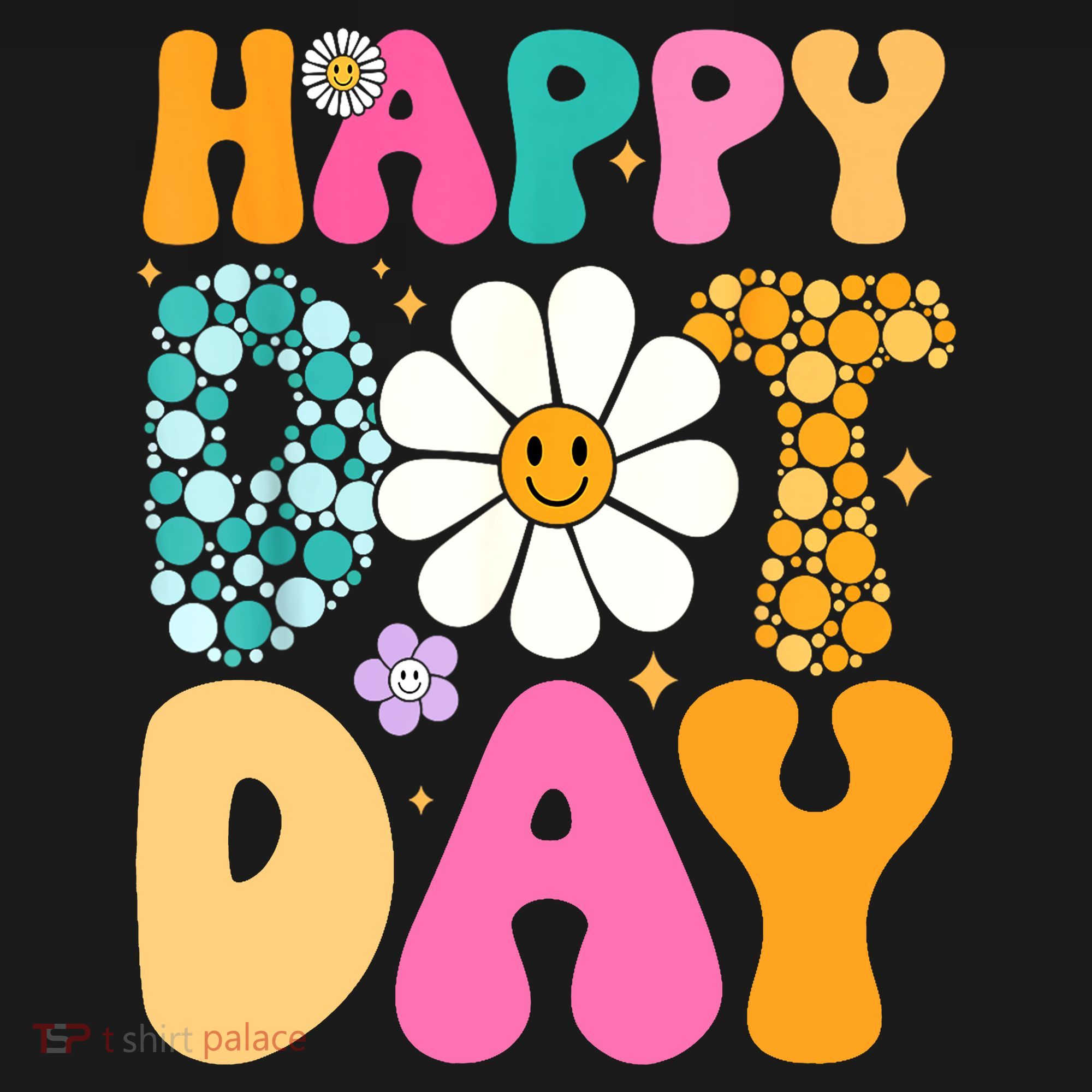 Polka Dot Hippie Flowers Smile Face Groovy Teacher Happy Dot Day Gift Apron