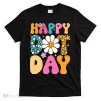 Polka Dot Hippie Flowers Smile Face Groovy Teacher Happy Dot Day Gift T-Shirt thumb 0