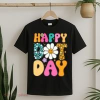 Polka Dot Hippie Flowers Smile Face Groovy Teacher Happy Dot Day Gift T-Shirt thumb 2