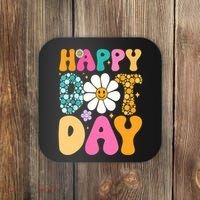 Polka Dot Hippie Flowers Smile Face Groovy Teacher Happy Dot Day Gift Coaster thumb 0